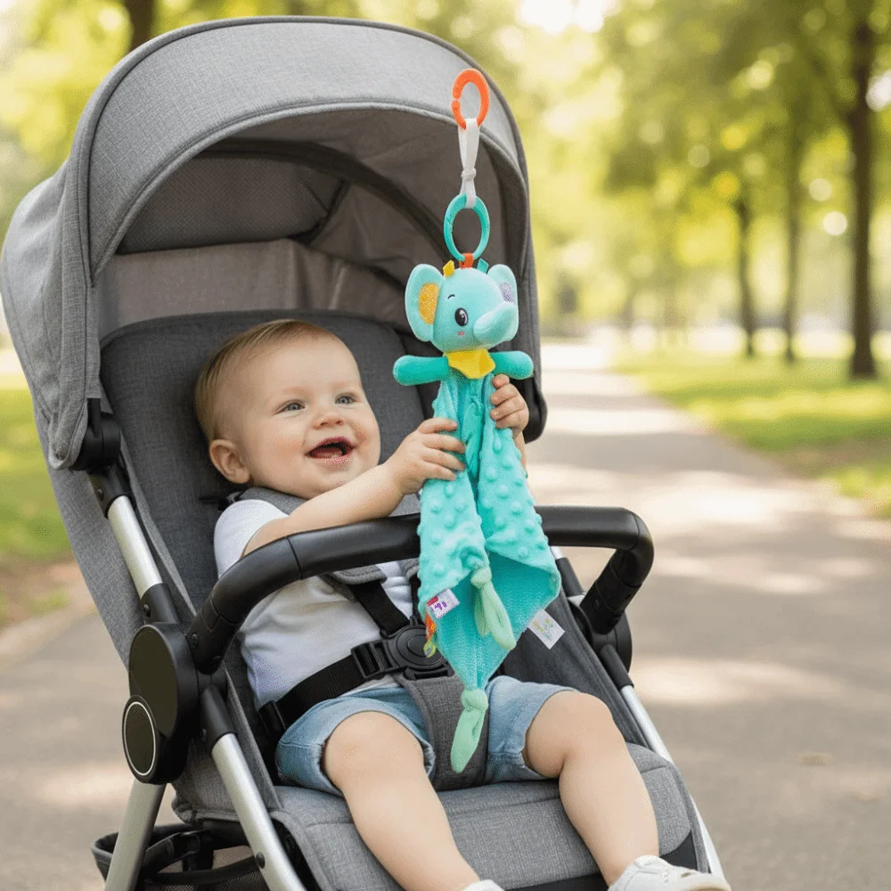 Baby Gifts Soft Security Blanket Ringing Bell Cartoon Animal Spiral Hanging Mobile Tags Baby Comforter Infant