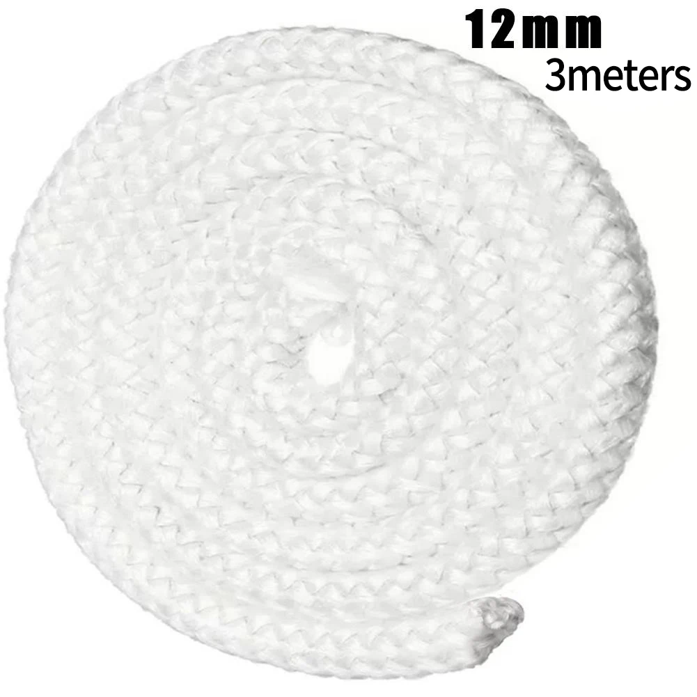 1 * cordon d'étanchéité blanc en fibre de verre, pour porte de poêle, cheminée, haute température, remplacement de corde d'étanchéité pour brûleur à bois 6/8/10/12mm