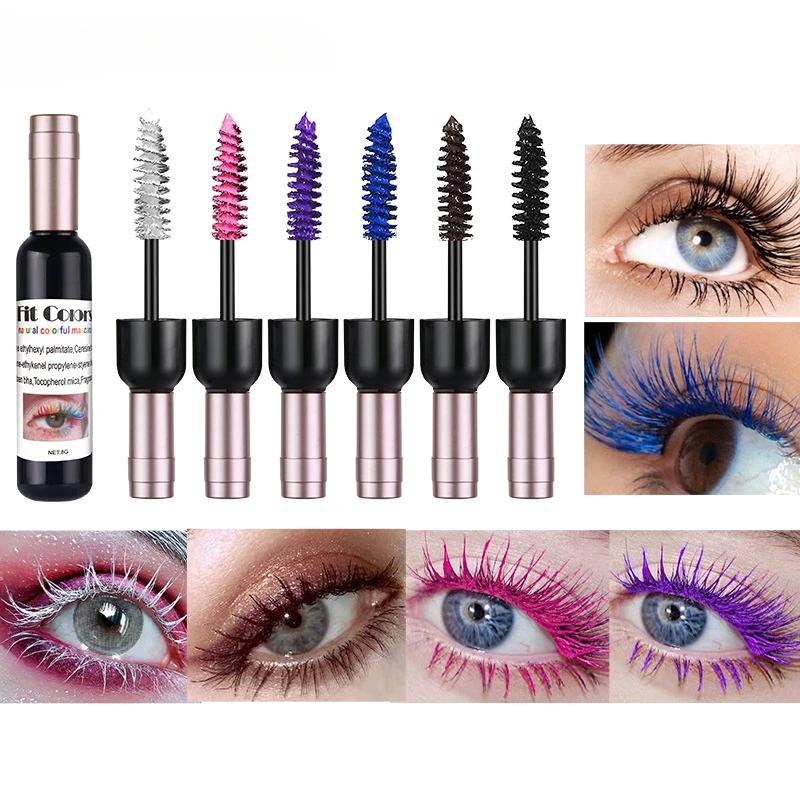 6 Colors Mascara Waterproof Extra Volume Free Shipping Korean Cosmetics Makeup Products Blue White Brown Waterproof Mascara