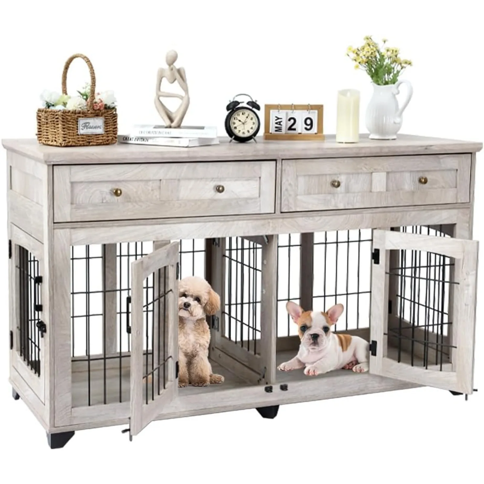 US Dog Crate Furniture with 5 Doors,58