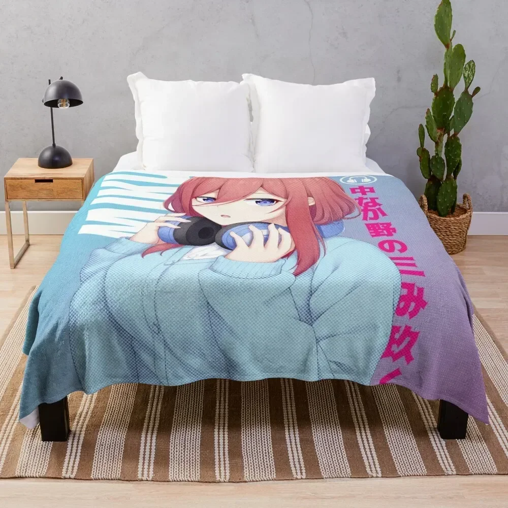 

Miku Nakano Waifu Throw Blanket Decorative Sofa Soft Plush Plaid christmas decoration Custom Blankets
