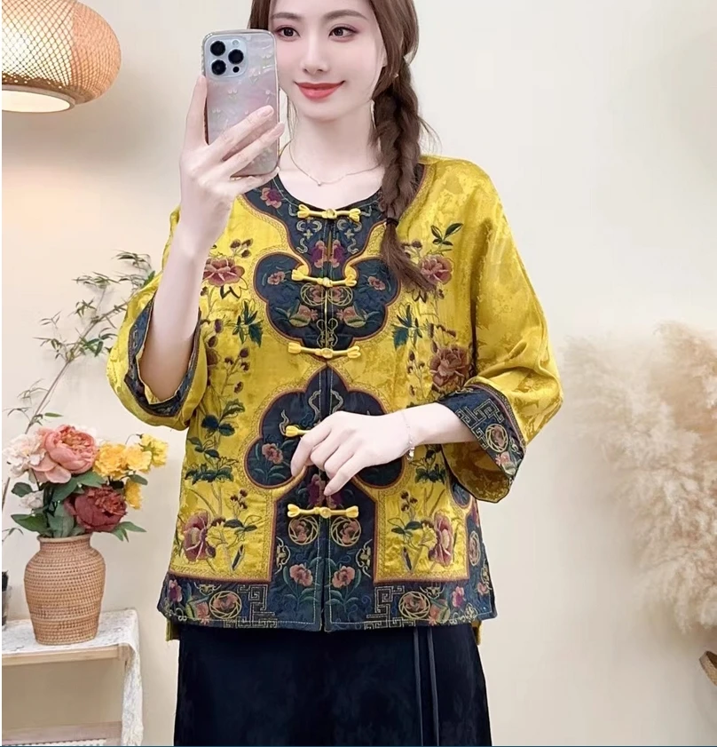 نمط جديد على الطراز الصيني التطريز الثقيلة خمر سهلة مطابقة سترة فضفاضة الأدبية والفنية خمر النمط العرقي #2