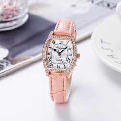 006Foreign trade fashion wine barrel Roman scale inlaid diamond girls ladies watch quartz belt watches wholesale