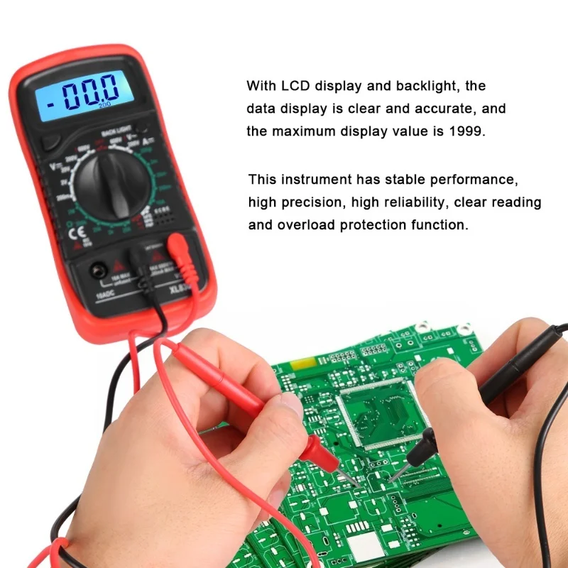 D9 XL830L Handheld LCD Digital Multimeter Voltmeter Ammeter Ohmmeter Current Voltage Tester Portable AC/DC Ohm Meter Work Tools