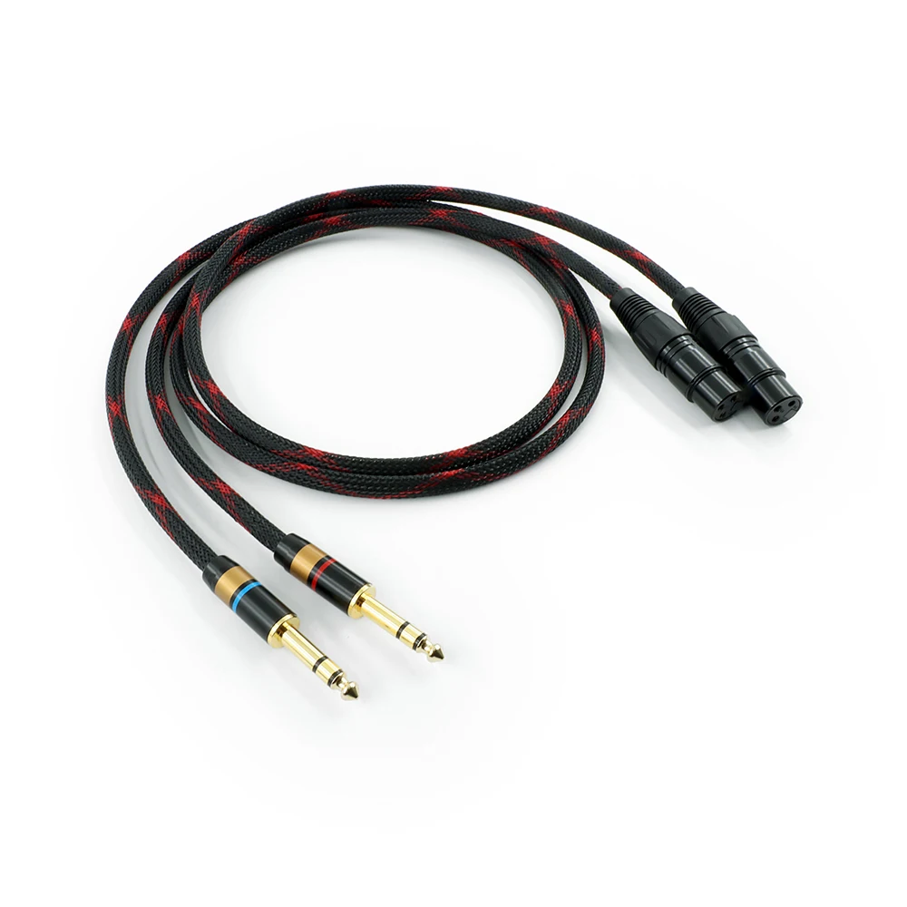 1 Pair HIFI Dual 6.35mm to DUal XLR Female Audio Cable 4N OFC 6.5 TRS to 2 XLR Audio Wire