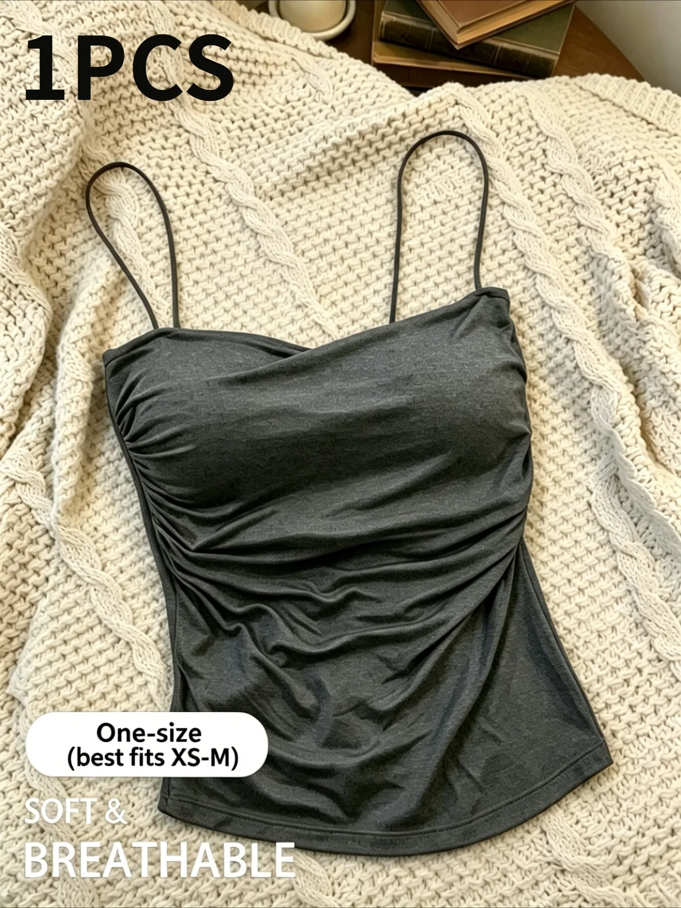 1PC Solid Sexy Cami Tank Top, High Stretch Breathable Slim Fit, Versatile for Daily Date Vacation, Single & Layer Wear