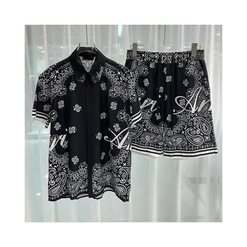 Camisa de manga curta masculina, camisa havaiana estampada, blusa social, roupa elegante, alta qualidade, kit luxuoso, verão
