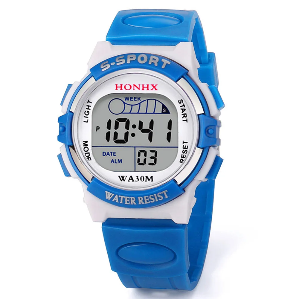 LED Digital Sports Watch for Kids, impermeável, mostrador luminoso, tendência da moda, data e semana, presente para crianças