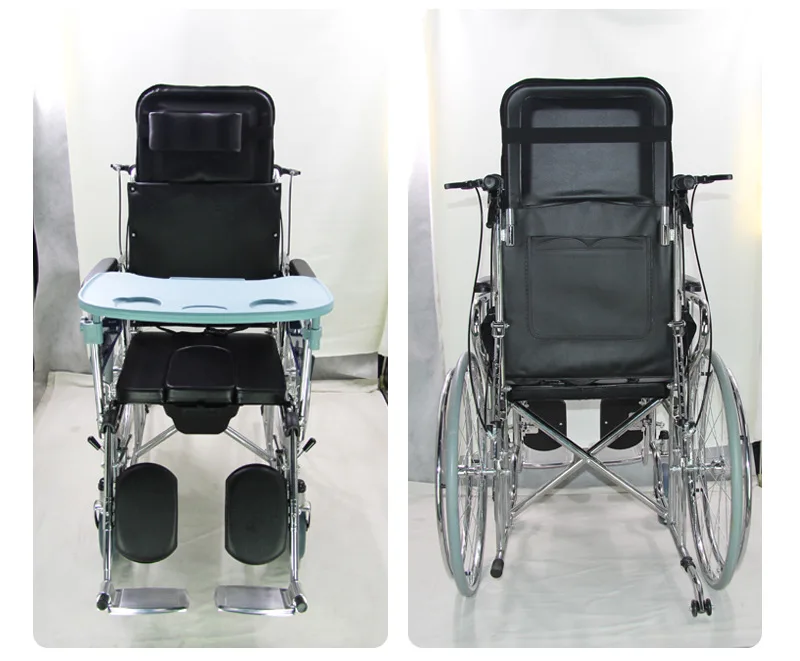 كرسي متحرك خفيف الوزن قابل للتعديل عالي الظهر مع لوح طاولة طعام لكبار السن والمعاقين #5