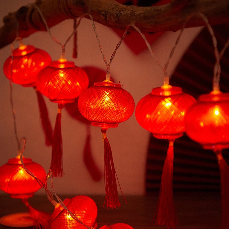 LED New Year Light String Red Lantern Hanging Lights Eaves Flashing Lamp fo Chinese New Year, Party, Family Dinner, Spring Festi