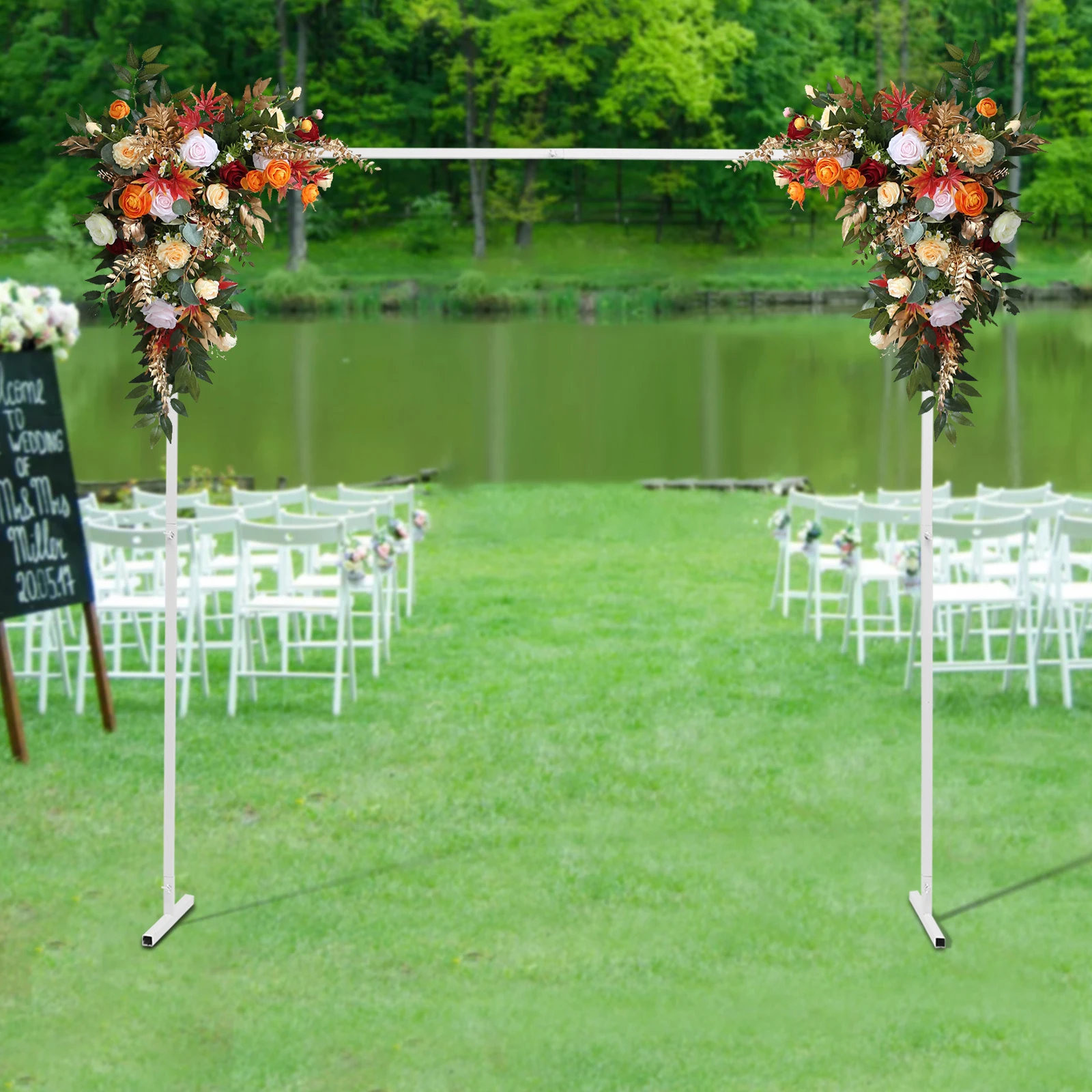 6.6 * 6.6 Feet Wedding Arch Stand with Bases Metal Square Wedding Arch Stand with Bases for Weddings Party Event Decoration