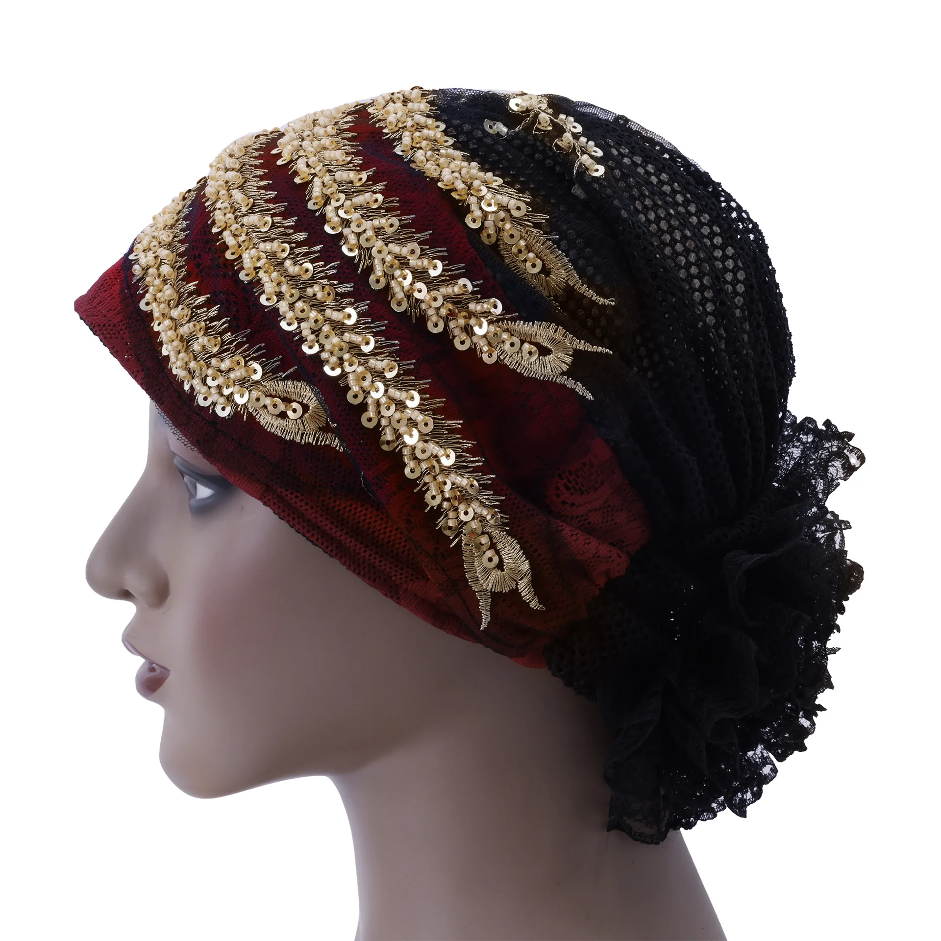 

Новый кружевной нижний шарф, тюрбан с цветком, женская шапка для химиотерапии, мусульманская внутренняя шляпа, хиджаб, платок, повязка на голову, капот от выпадения волос, Turbante Mujer