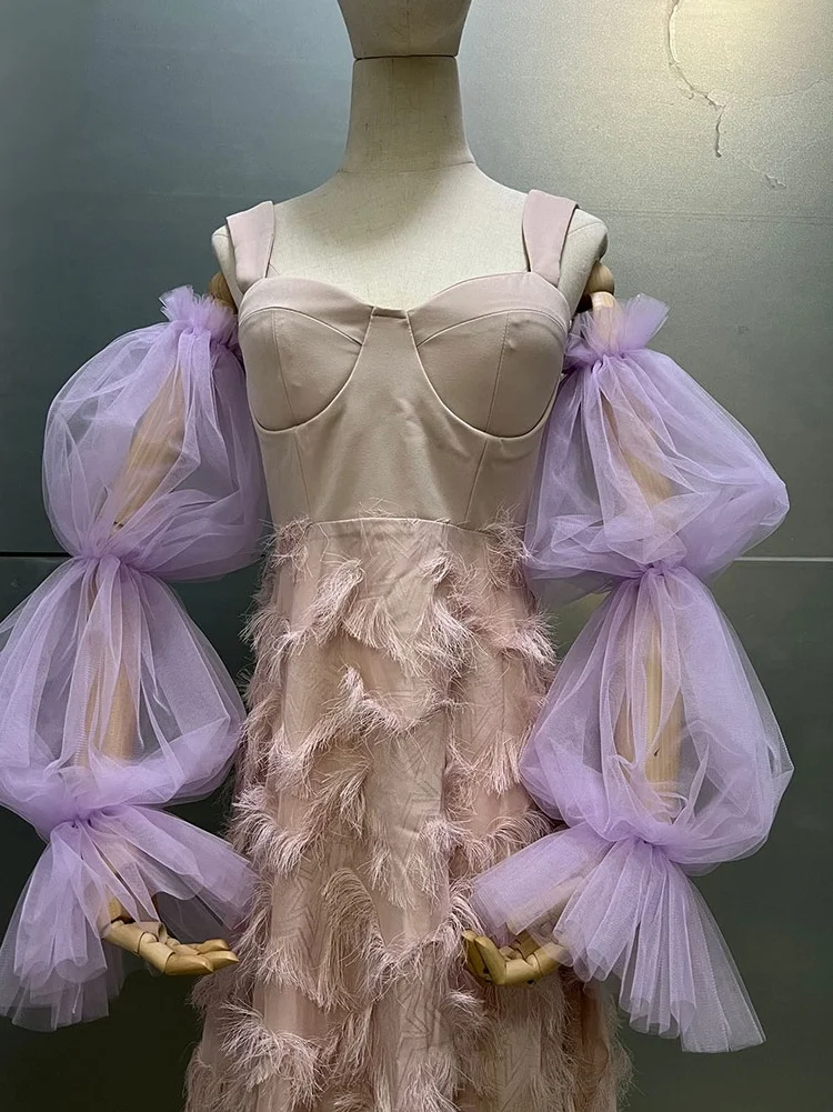 Mingli Tengda długa panna młoda rękawiczki na fioletowe tiulowe rękawy długie zdjęcie Weding akcesoria rekwizyty Multicolor Custom Made