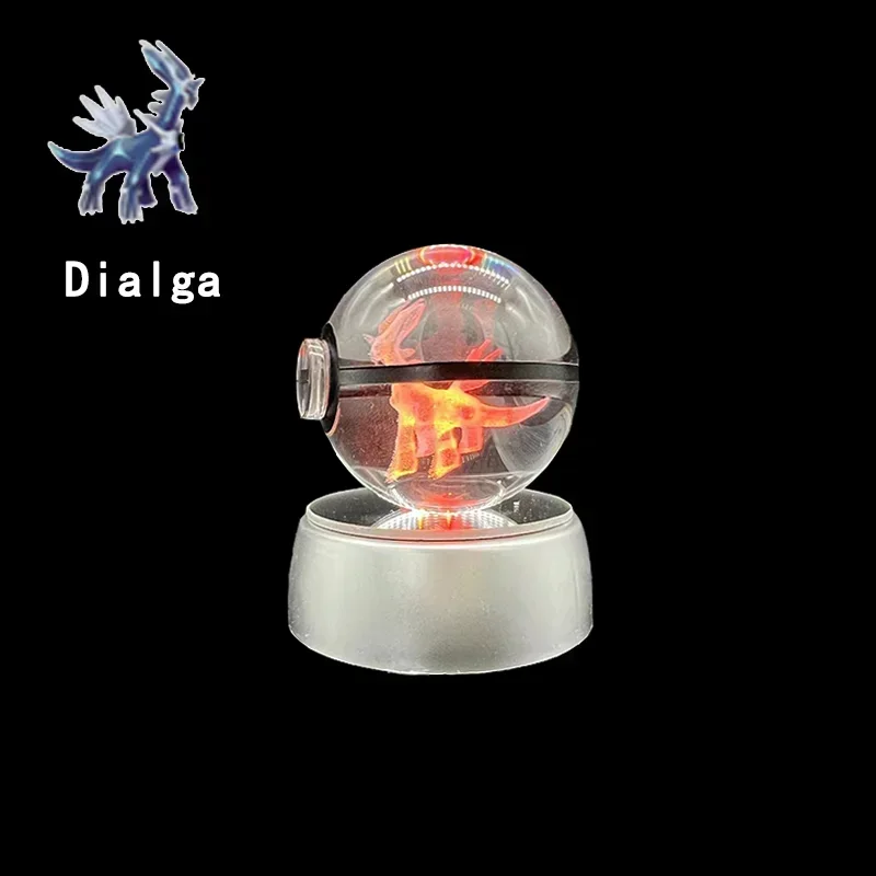 LEDライトベースのポケモン彫刻モデル,収集可能なクリスタルボール