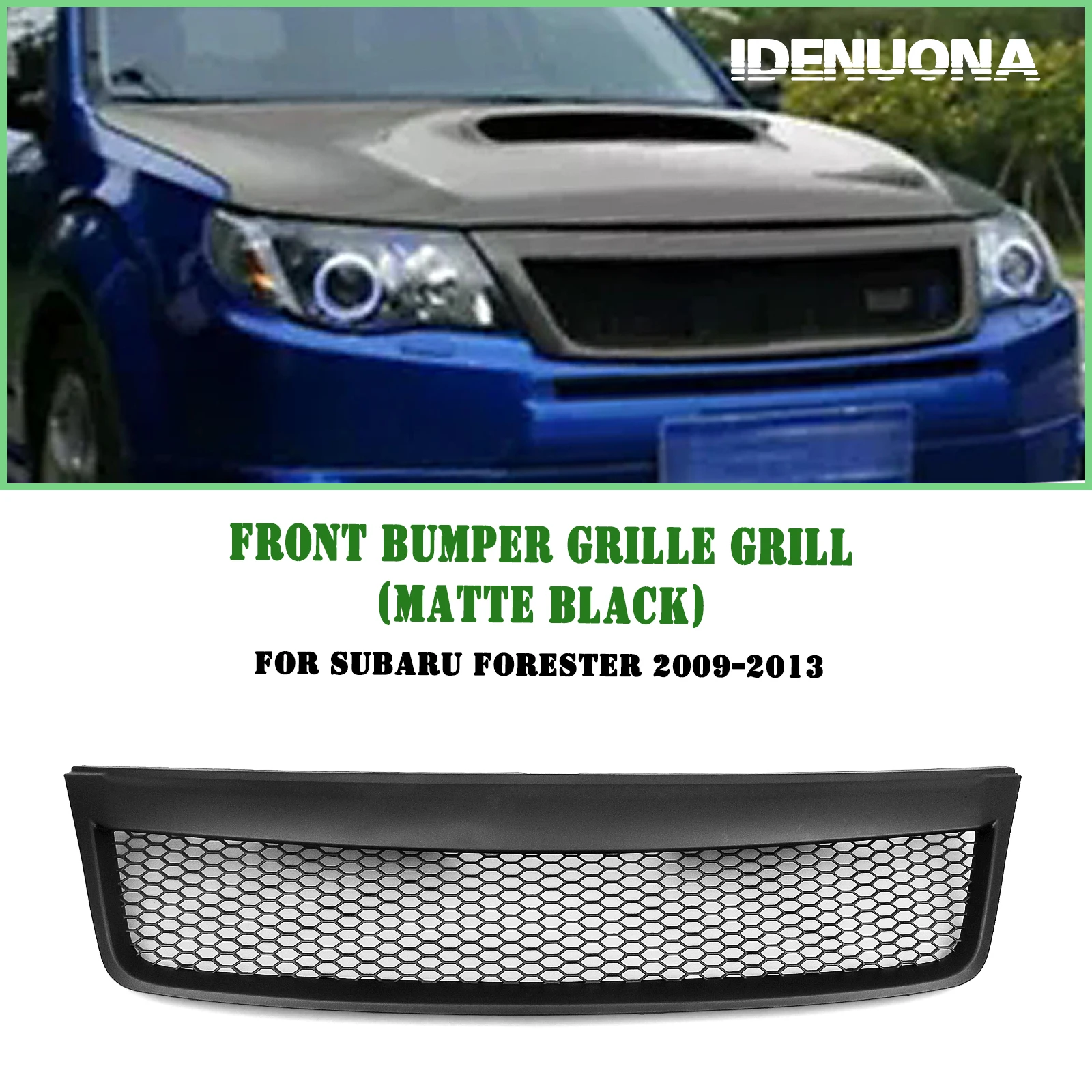 

For Subaru Forester 2009-2013 Front Grille Racing Grill Matte/Gloss Black/Carbon Fiber Look Upper Bumper Hood Mesh Grid