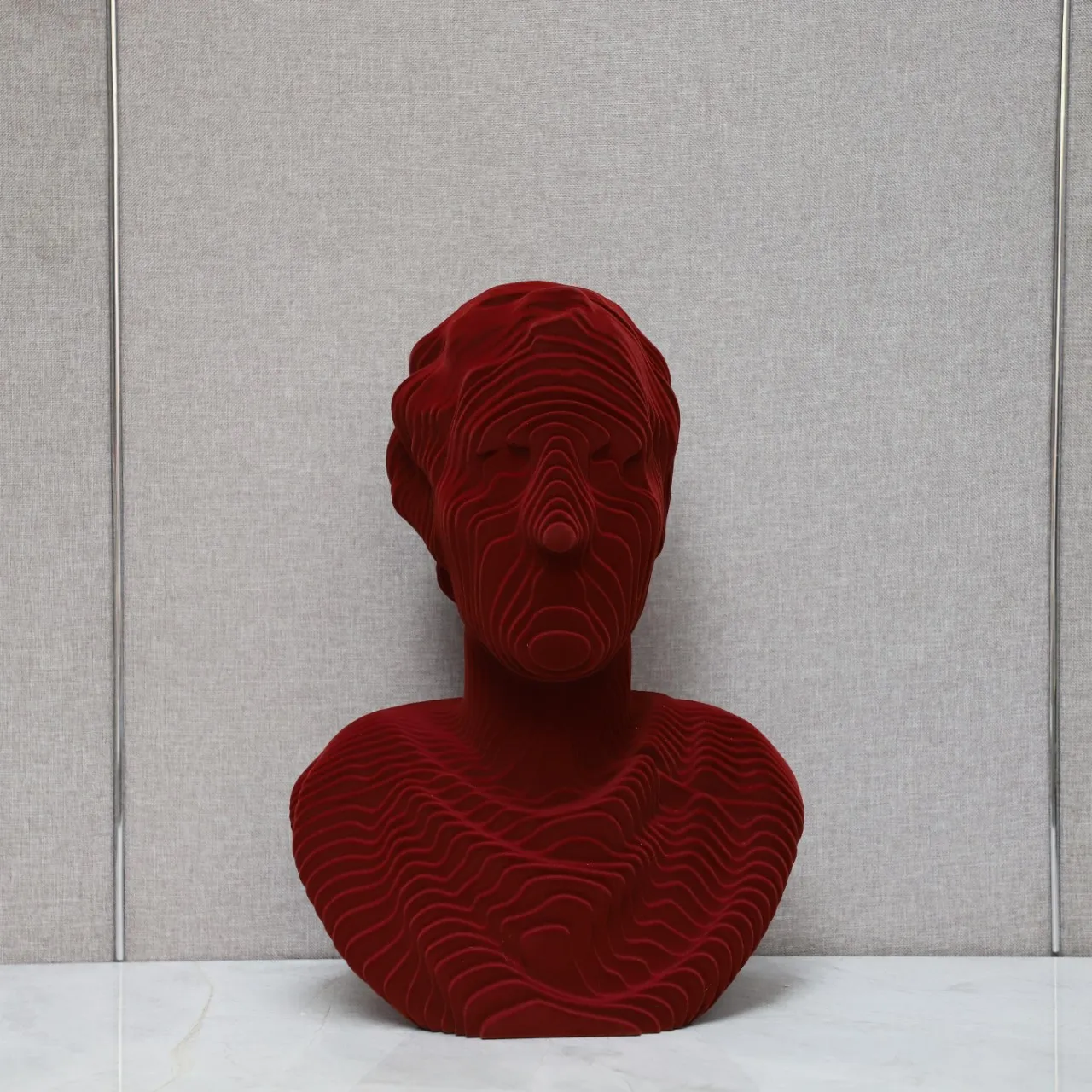 Modern simple dark red flocking resin abstract figure sculpture ornament guest porch TV cabinet home decoration