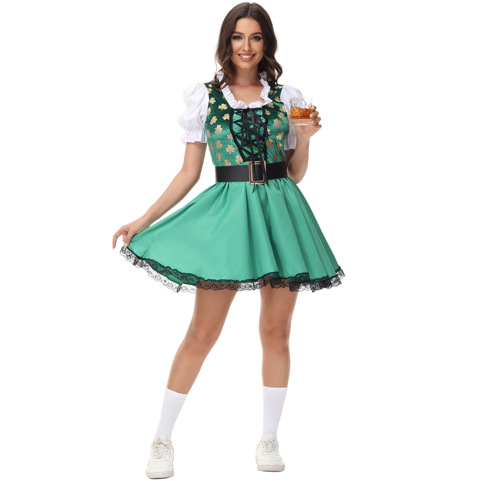 Adult Women Oktoberfest Dirndl Costume Bavaria Beer Party Girl Wench Costume Fantasia Outfit