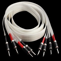 Pair hifi ribbon Flat audio speaker Cable OCC Silver Plated Nordost valhalla White light Loudspeaker cable Carbon Fiber Banana