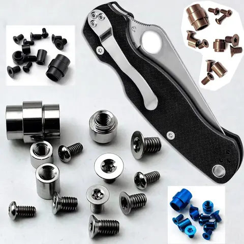 4 Colors Titanium Custom Full Set of Knife Handle Screws Spindle Shaft for Spyderco C81 Paramilitary2 Para2 Knives DIY Make Part