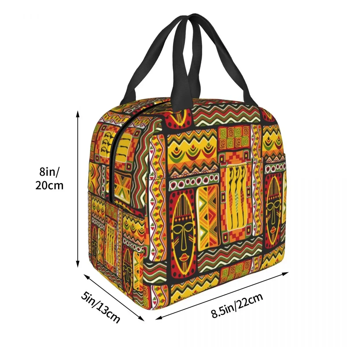 Borsa termica per il pranzo con motivo a elementi africani per le donne Africa cultura etnica Cooler Thermal Bento Box Work School Travel