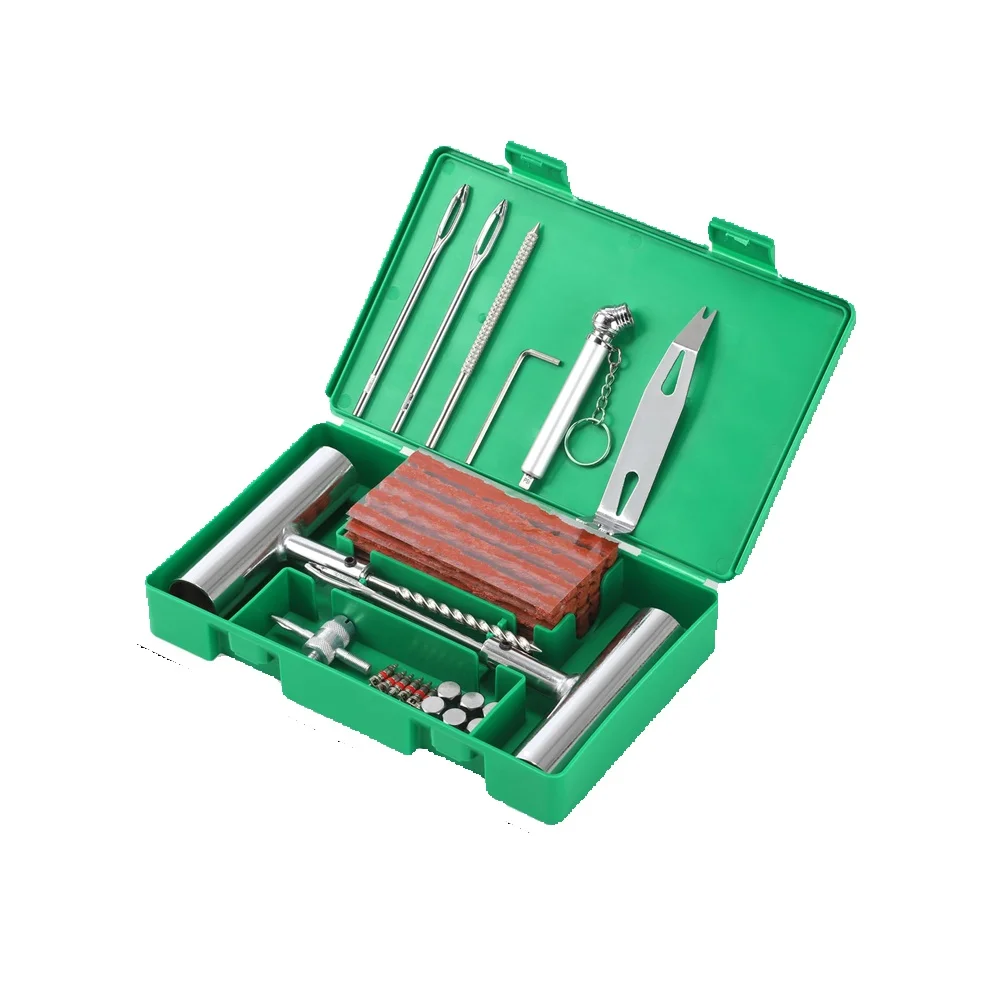 Podofo 59 pièces Kit de réparation de pneus Kit de réparation plat robuste pour voiture, moto, Kit de réparation de pneus ATV