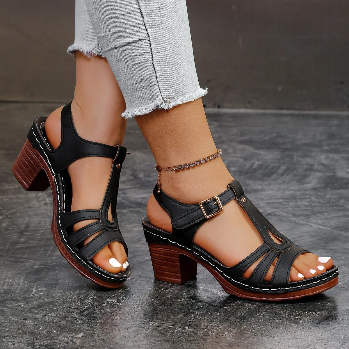 Sandalias de Verano para Mujer, Zapatos de Plataforma a la Moda, Sandalias Suaves para Caminar, Huaraches con Punta Abierta, Calzado Femenino