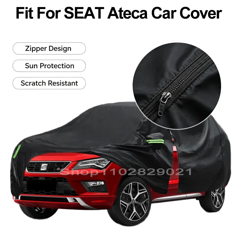 Zipper Door Waterproof Car Cover For SEAT Ateca Windproof Dustproof UV Protection All Weather Auto Protector