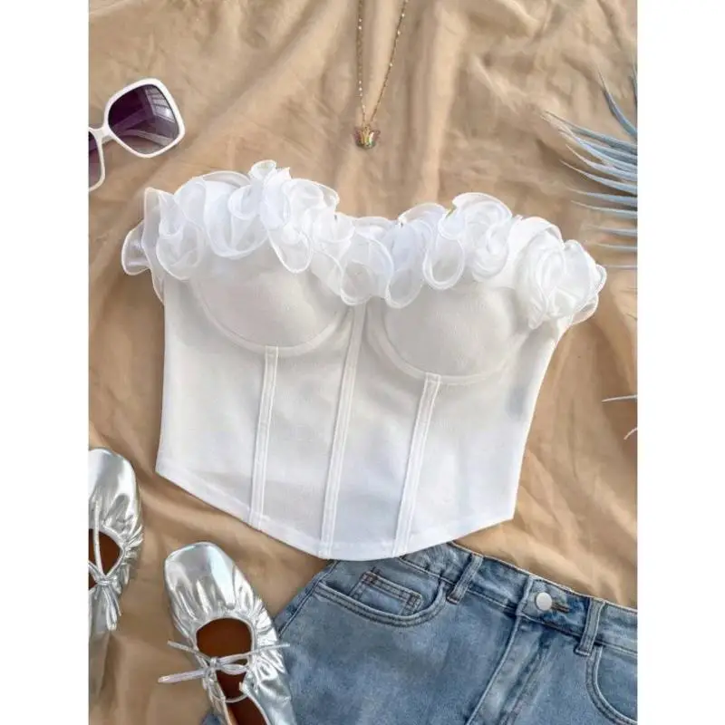 قميص علوي مثير مناسب Svel 9059 مع حواف من الدانتيل بدون حزام من جلد البولي يوريثان، خصر محرك irt للنساء بياقة Inn...