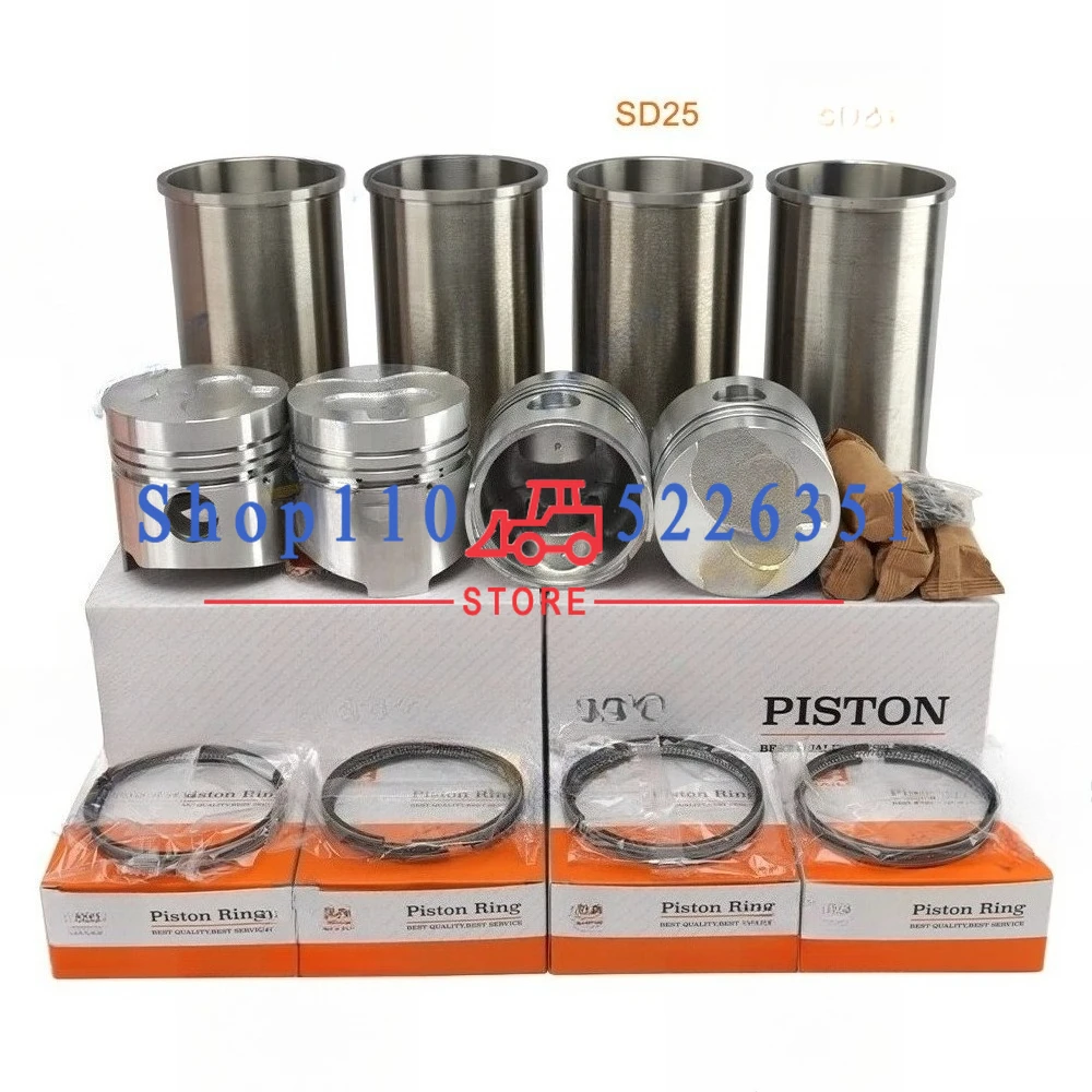 

SD25 12010-L2002 Piston & Piston Rings For Overhaul Rebuild Kit Cylinder Liner Engine Parts 89*2.5+2+4.5mm 12033-L2003