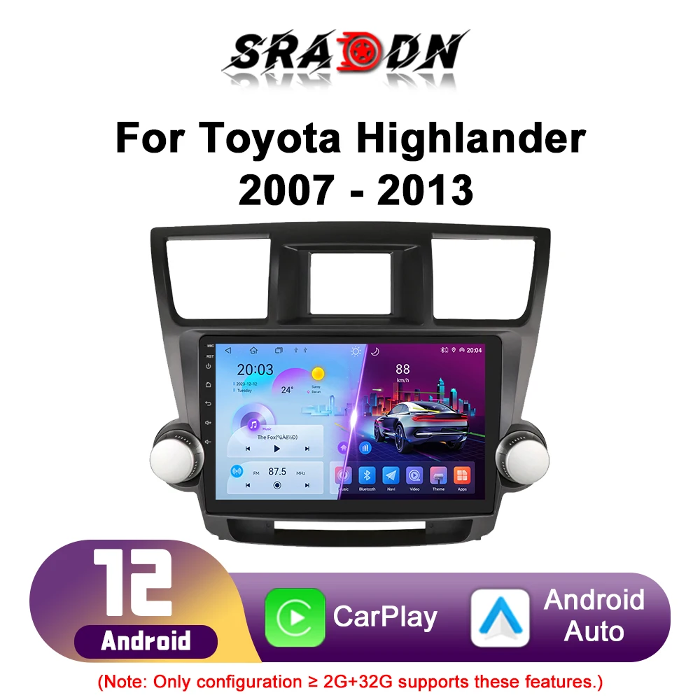 

For Toyota Highlander 2007 - 2013 Android Car Radio Automotive Multimedia Player GPS Navigation Carplay Touch Screen Auto Stereo