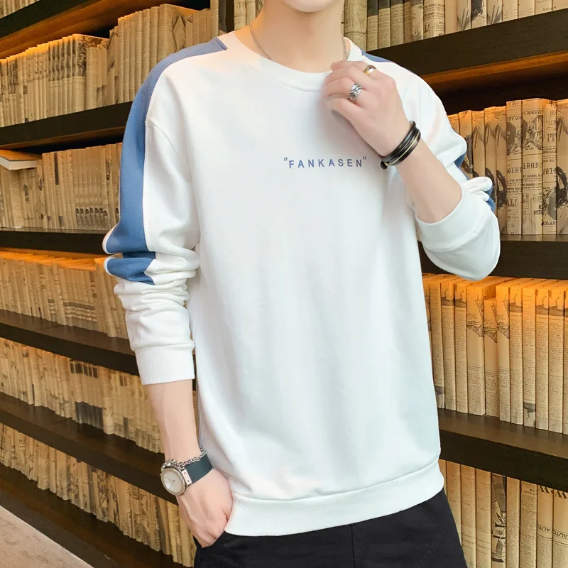 High Quality Long-Sleeved Pullover Sweatershirt Men's Spring Autumn Korean Fashion Young Student Casual Loose Round Neck Wild