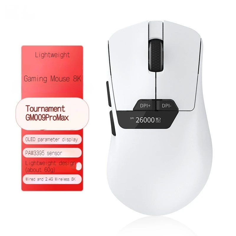 Cimetech Gm009 Wireless Bluetooth Mouse Paw3395 8k Electronic Competitive Game Lightweight Customized Macro Pc Laptop E-Sports