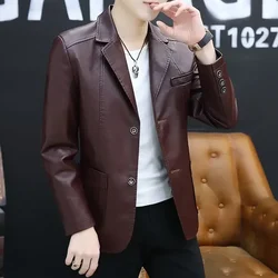 Men's Suit Jackets Spring Autumn Coat New In Clothing Handsome Korean Style Clothes Male Leather Blazer Fashionable Gentleman