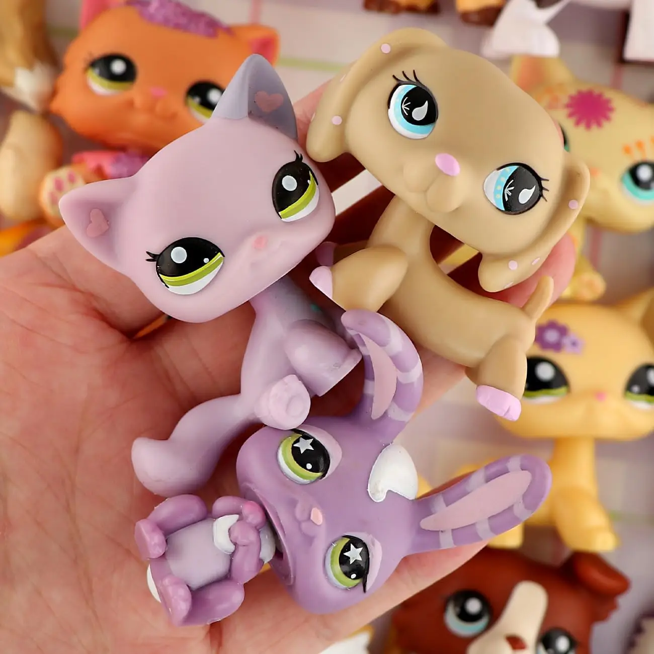 

Random 3/5/6/8/10 Piece Toys with 7/15/17/20pcs Accessories Collie Cat Dachshund Dog Great Dane Collectible Figure Toys for lps