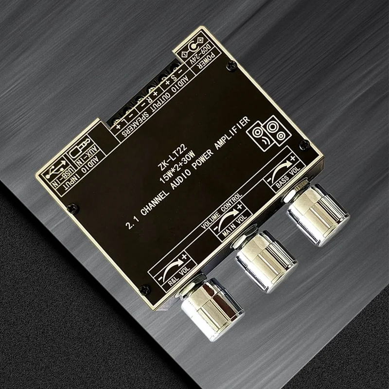 ZK-LT22 5,1 Bluetooth плата усилителя мощности двойной 15 Вт 2,1-канальный усилитель с сабвуфером 30 Вт подходит для звуковой коробки