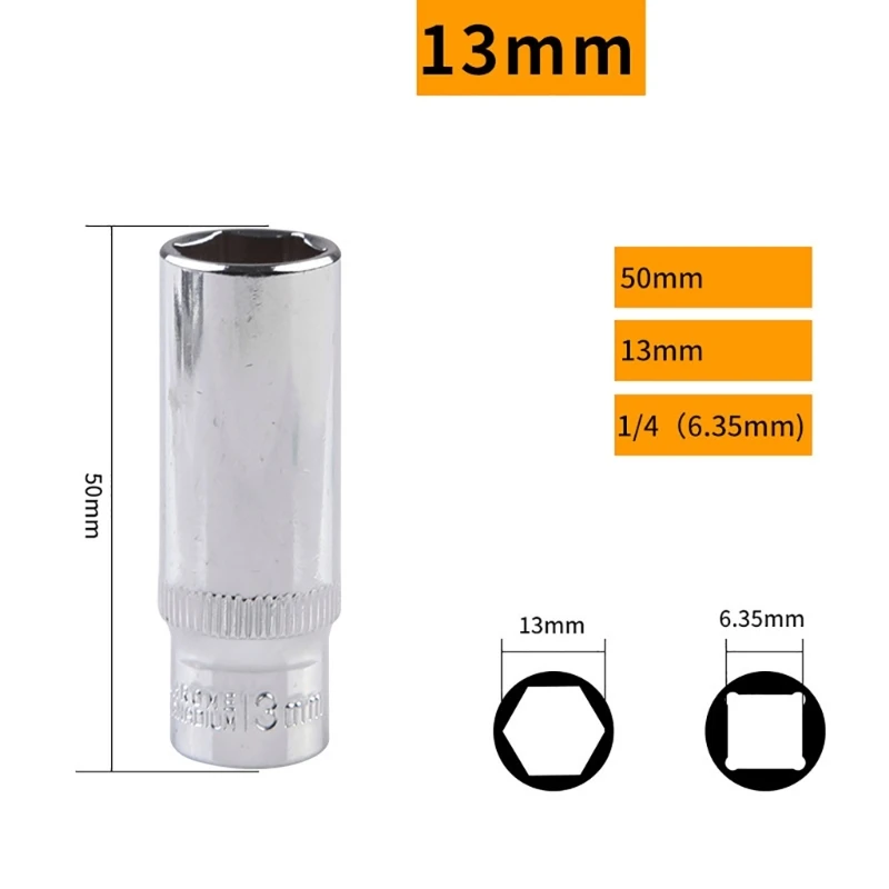 11 Stuks 1/4 Inch Socket Slagmoersleutels Zeshoekige Inbussleutels Converters Elektrische Impact Zeshoekige Standaard