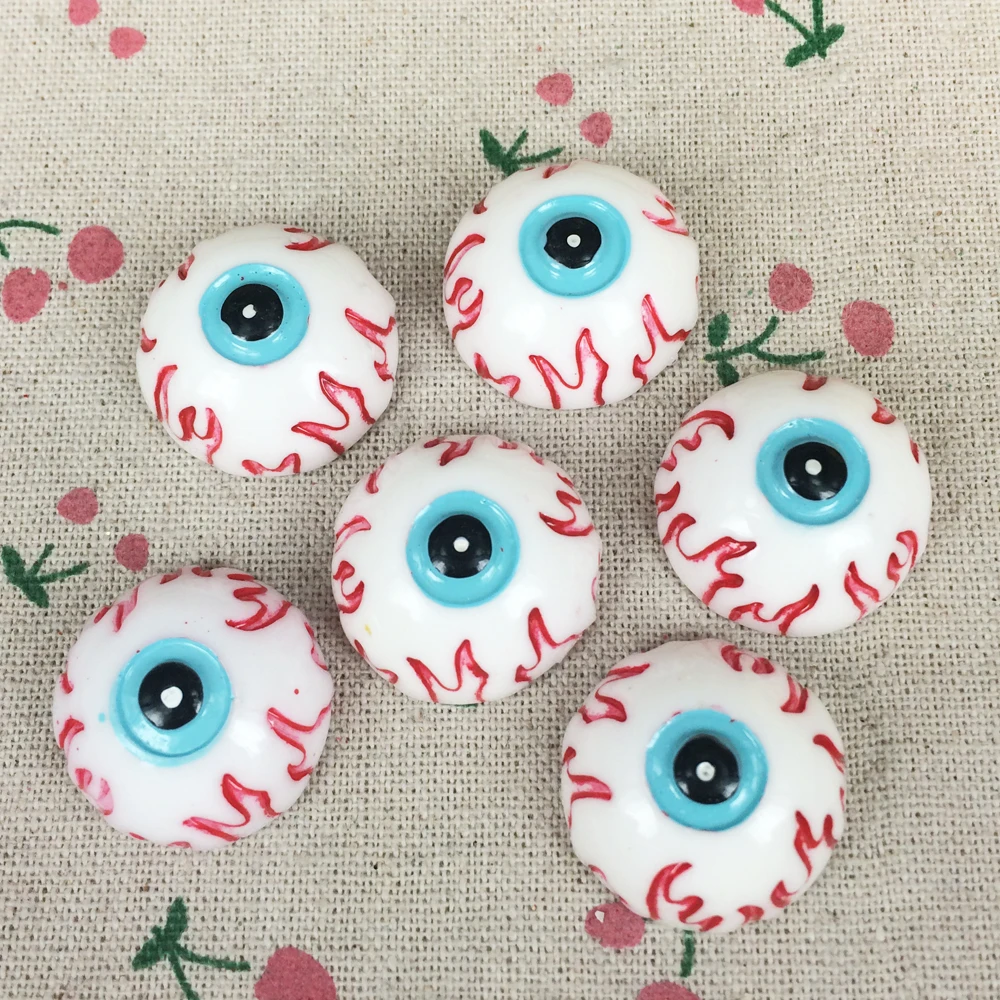 10 Pieces Flat Back Resin Cabochon Zombie EyeBall Halloween DIY Flatback Decorative Craft Scrapbooking Embellishment:25mm