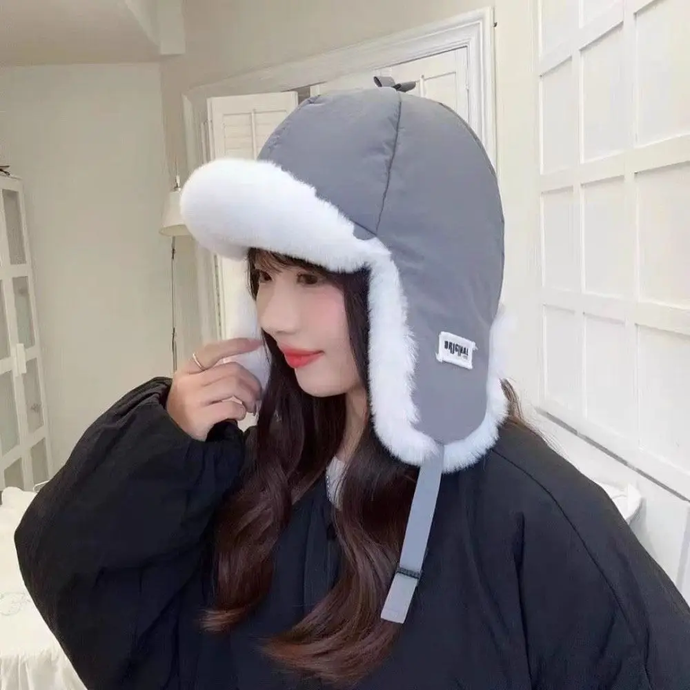 

Retro Thickened Ear Protective Hat Windproof Plush Winter Pilot Hat No Eaves Big Head Circumference Cycling Lei Feng Hat Student