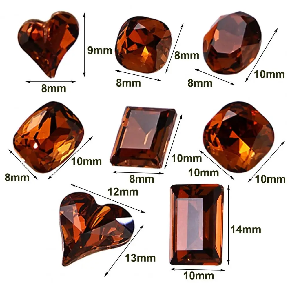 5Pcs Super Flash Coffee Rhinestone Durable Beautiful Brown Faux Crystal Rhinestones For Stunning Nails