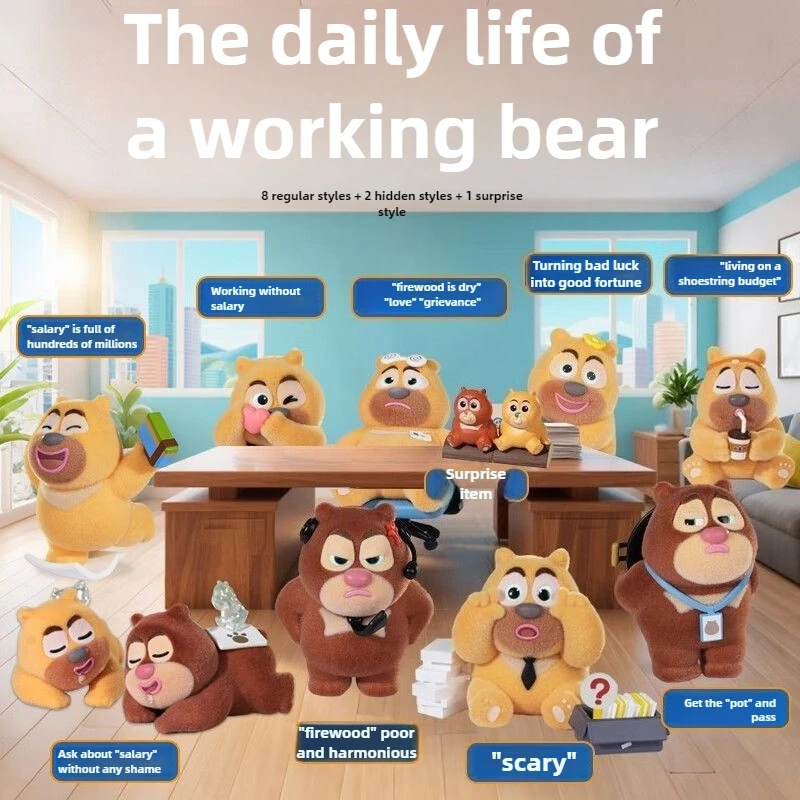 Boonie Bears Mystery Blind Box Daily Life Series Working Bear Figure Cute Desk Decor Gift for Collectors