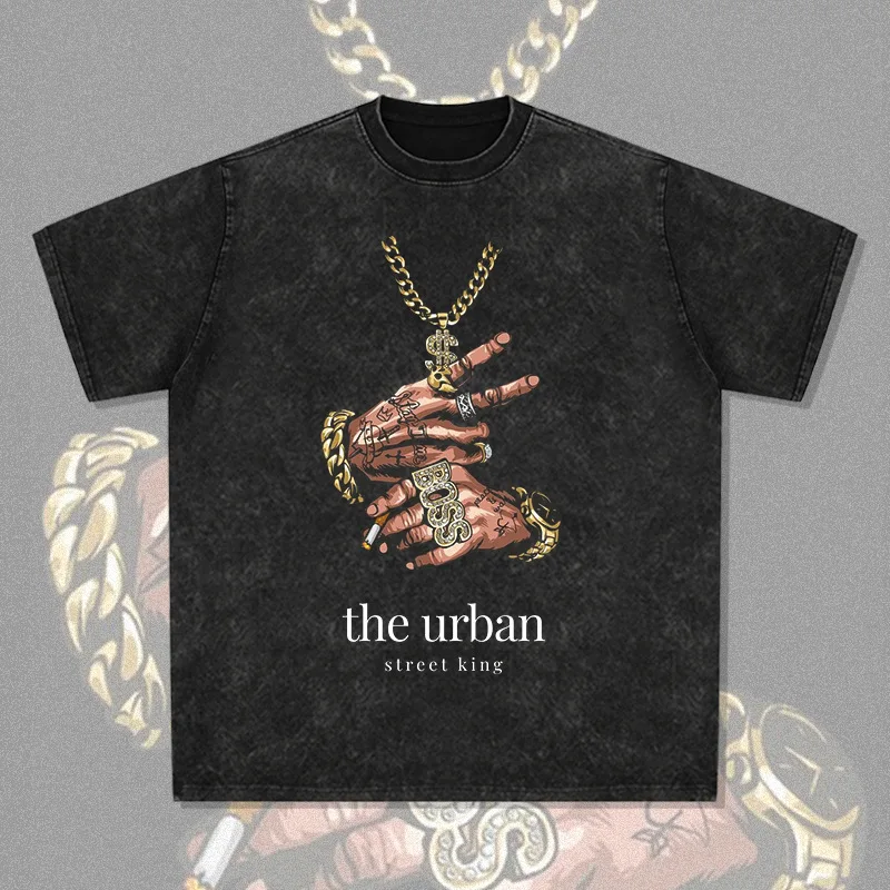 

American Vintage Printed T-shirt Europe The United States Street Hip Hop Fashion Brand To Do Old Wash Heavy Cotton Short Sleeve