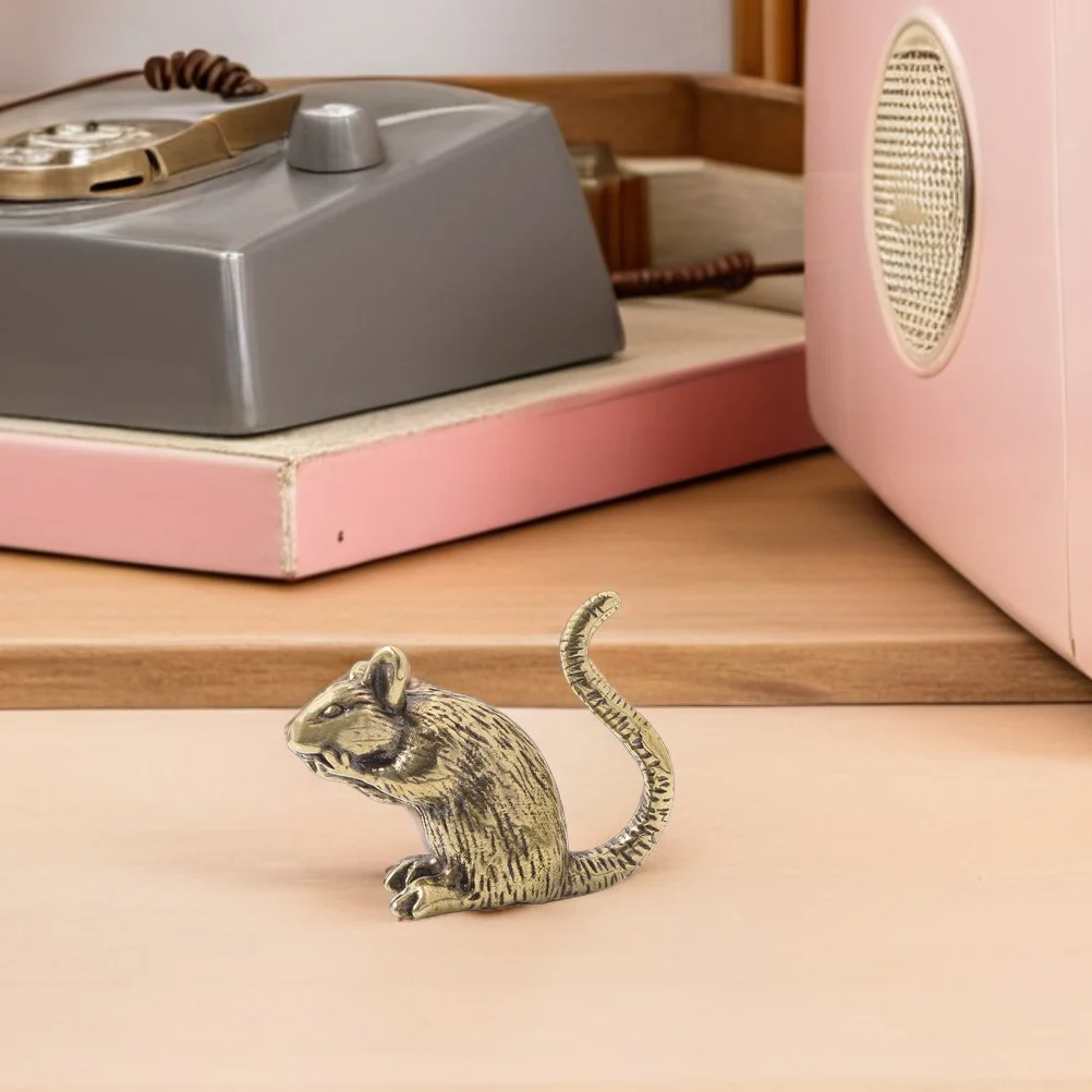 

Cute Brass Mouse Statue for Car Desk Home Decor Metal Animal Ornament Symbol of Prosperity and Intelligence Compact Design