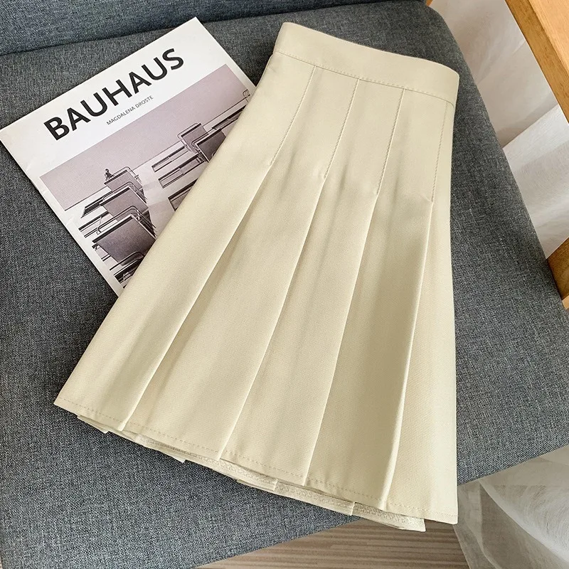 

Юбки в консервативном стиле для женщин, мини-плиссированные дизайнерские летние юбки для молодых девушек, однотонные, простые, на молнии с высокой талией, универсальные, шикарные, мягкие