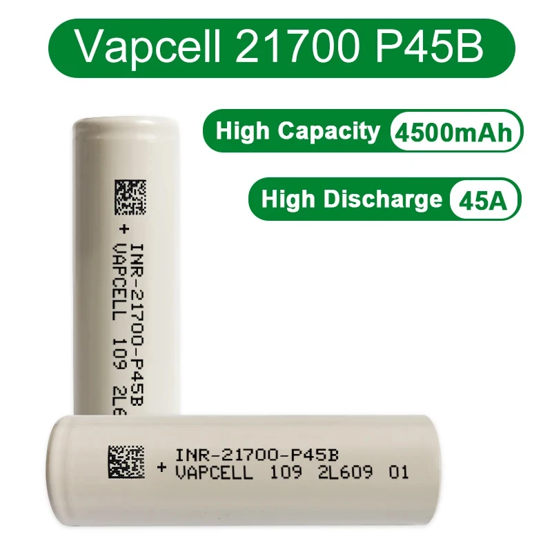 1-10pcs High Drain li ion battery Vapcell P45B rechargeable Batteries 21700 4300mAh 45A Big Capacity Cell for flashlight