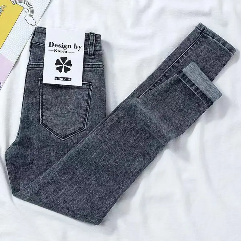 Nowe spodnie damskie jesień elastyczne spodnie damskie obcisłe wysokiej talii panie obcisłe ubrania Slim Fit Casual Skinny Denim kobiety dżinsy