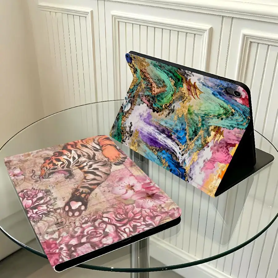 Retro Floral Tiger Case for Xiaomi Pad 5 6 7 8 Pro Redmi Pad SE K Pad 8.8 9.7 12.4 Inch Pad 6s Pro 7 Ultra with Pencil Slot