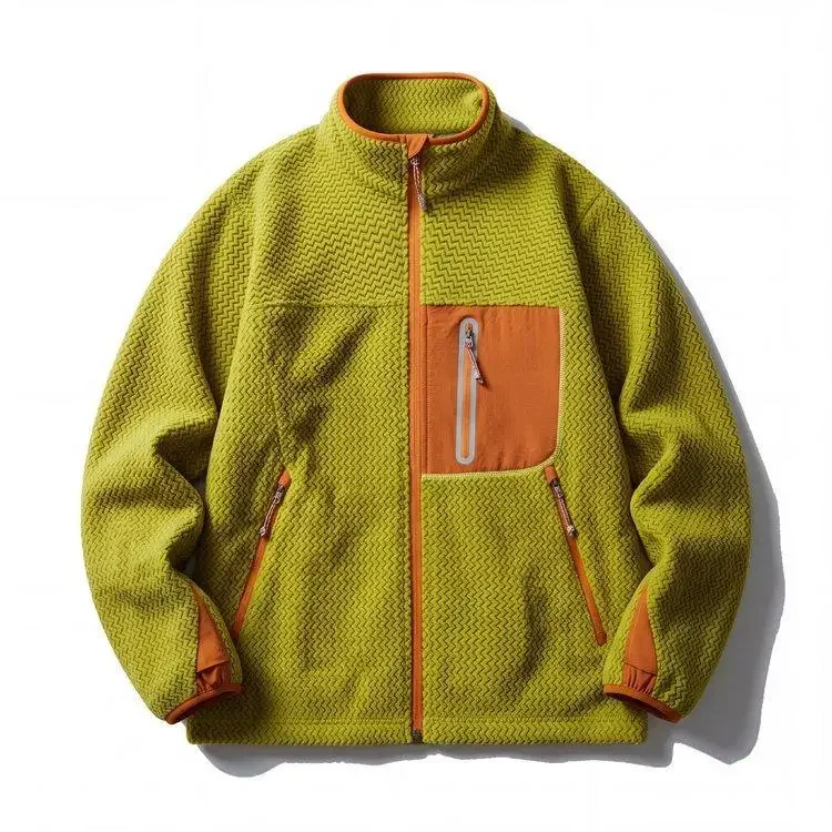 Unisex Herbst-Winter Outdoor-Fleecejacke - Warmer Mantel mit Wellenmuster und Sherpa-Futter für Paare – Detail 6