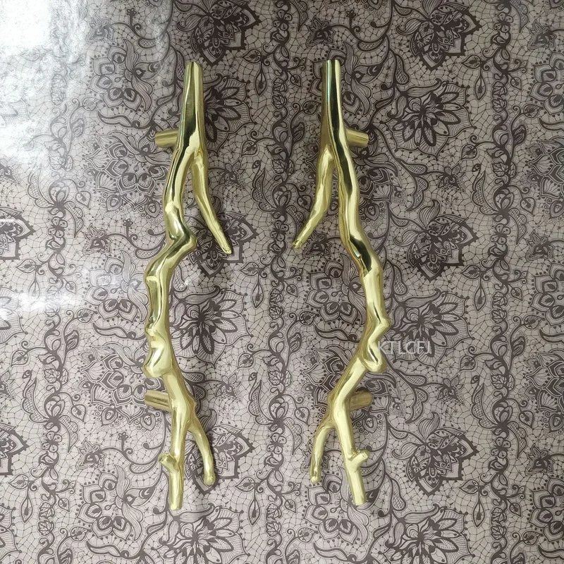 Retro Brass Branch Shape Handle Locker Bookcase Cabinet Pure Copper Cabinet Door Handle