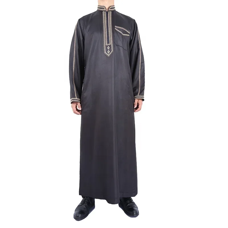 2023 Muslim Men\'s Robe Ethnic Loose Casual Stand Collar Long Sleeve Retro Muslim Men\'s Jumpsuit Summer M-4XL