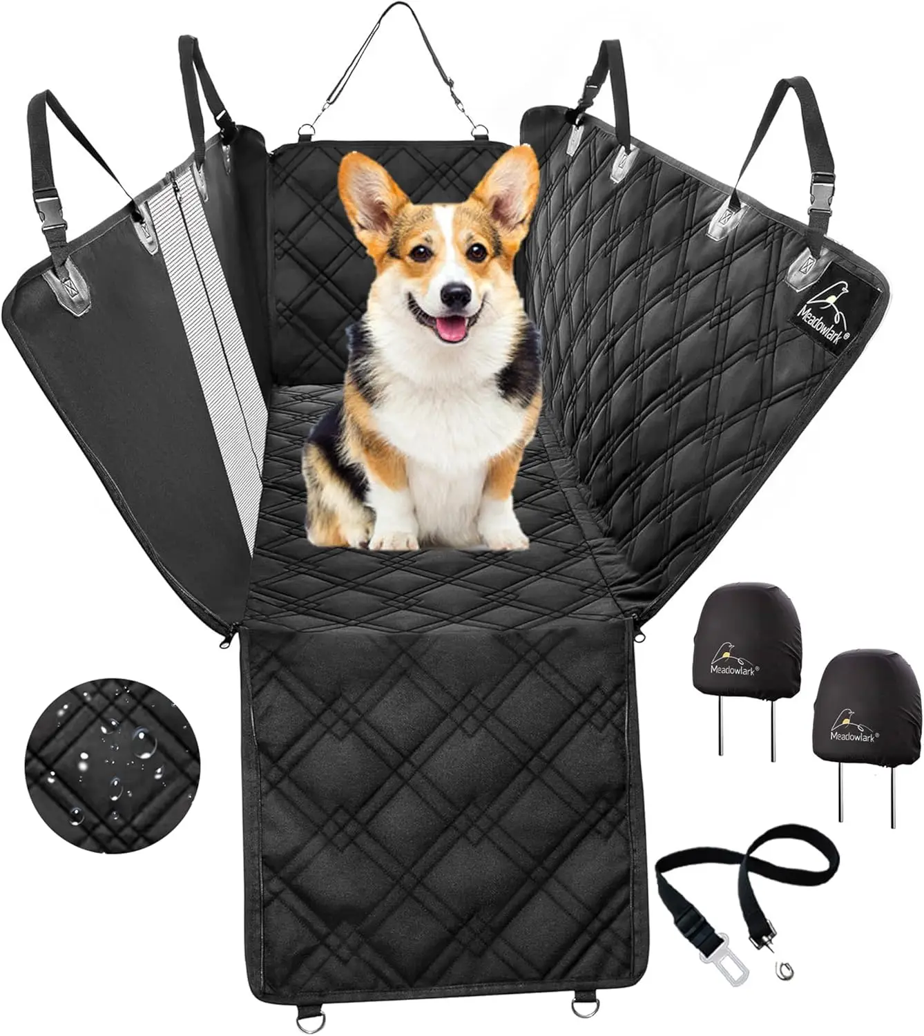 

Heavy-Duty Dog Car Seat Cover with Mesh Window, Non-Slip Pet Hammock for Back Seat Protection in Cars, Trucks, SUVs